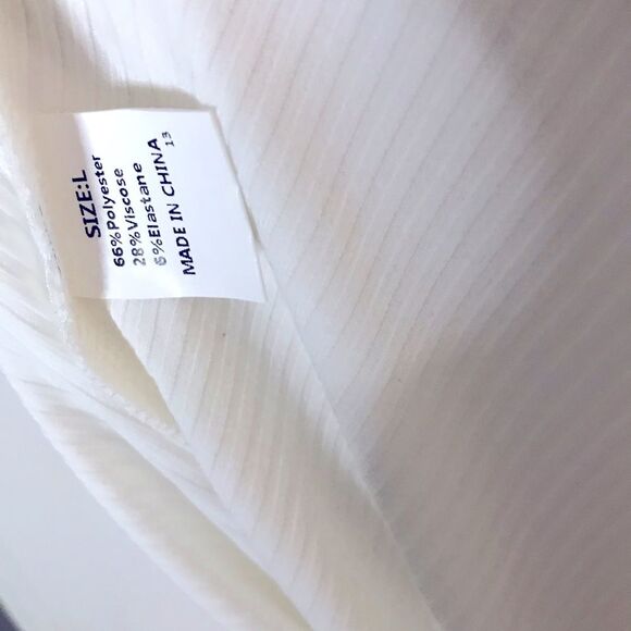 Boho White Lace Crochet Ribbed V Neck Cap Sleeve Fitted Boutique Top Size XL - Picture 6 of 6